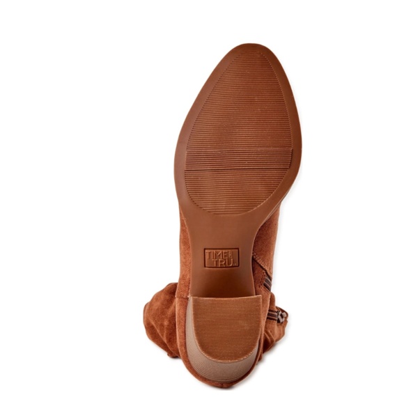 Time and Tru Women's Memory Foam Tall Heeled Slouch Boots, Cognac Size 10M - Picture 4 of 4